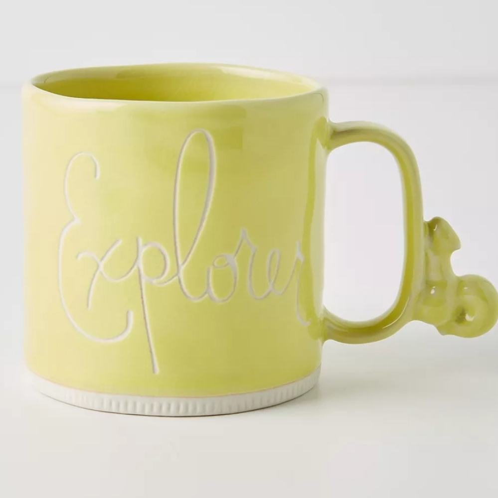 Anthropologie Visionary Mug - Exployer - Squirrel - yellow
